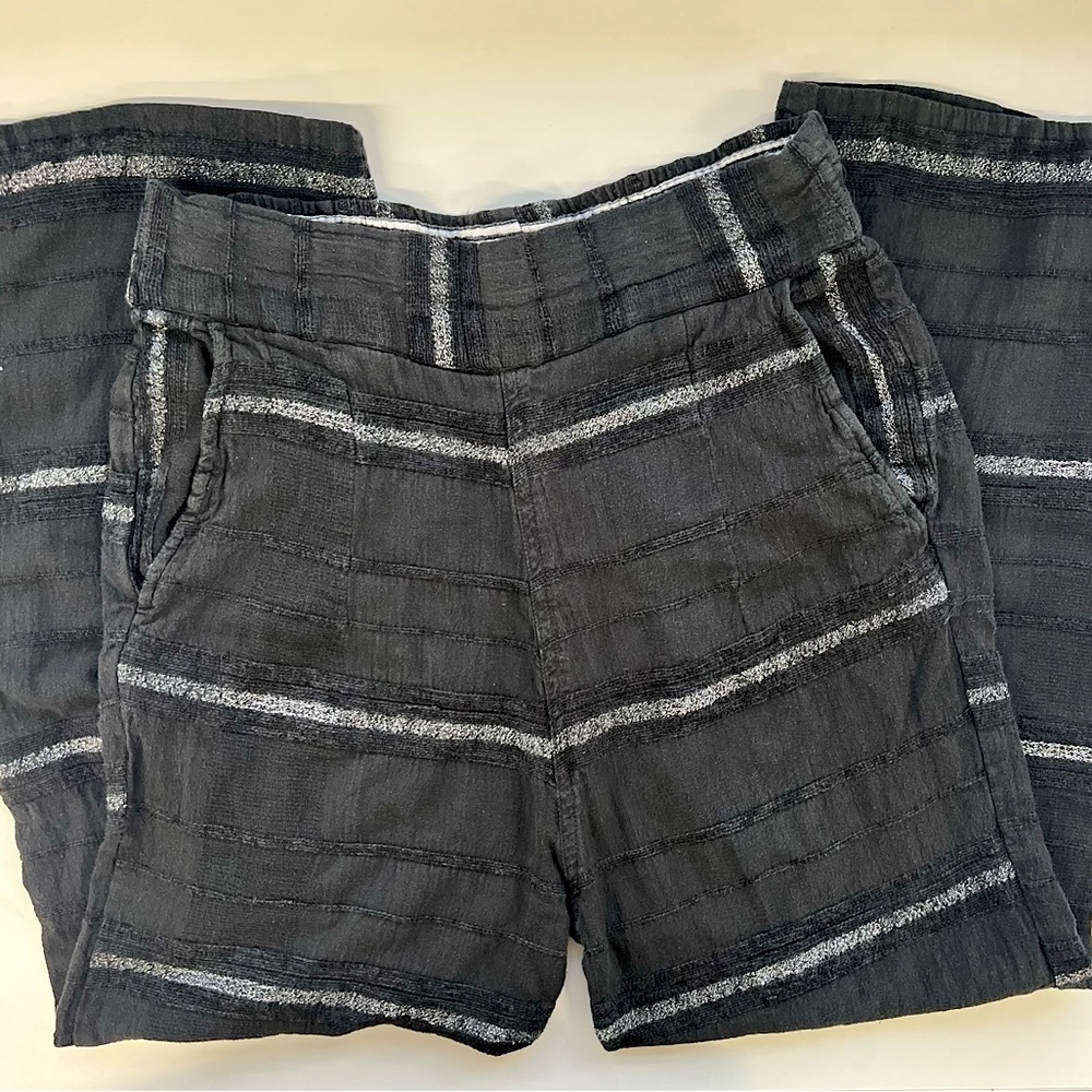 Ace & Jig black pull on striped loose pants S/M